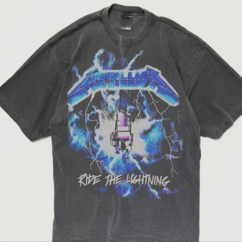 METALLICA Ride The Lightning ON SHAKA HEAVYWEIGHT GARMET DYED T SHIRT